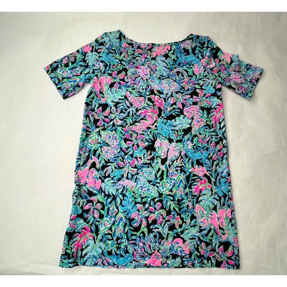 Lilly Pulitzer Mini Marlowe Dress Girls Size 4 Onyx Lets Get Wild Print - Picture 1 of 5